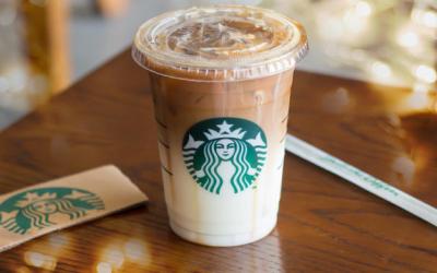 A photo of an iced latte from Starbucks